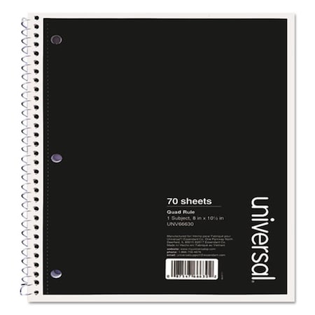 Universal Office Products 8 x 10.5 in. Wirebound Quadrille Rule Notebook, Black 66630